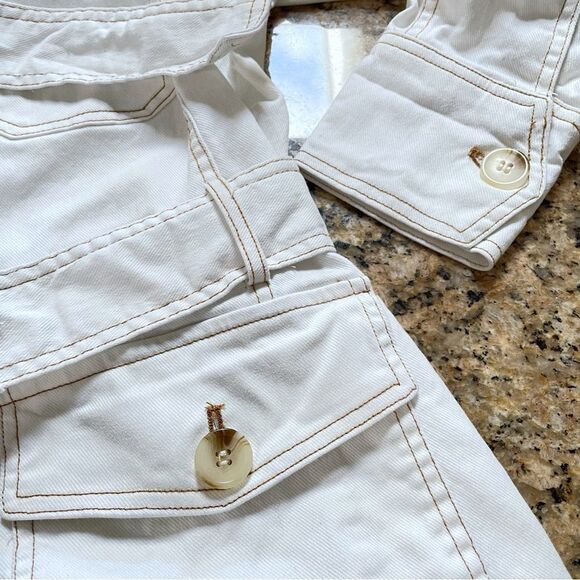 Bagatelle Collection Off-white Utility Jacket Button Belted Cotton, Women Small - Picture 4 of 11